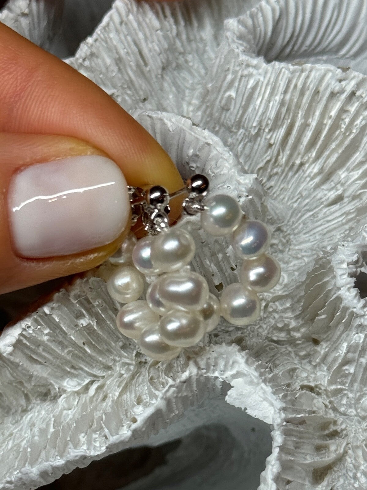 925 Sterling Silver Fresh Water Pearl Earrings Length 0.8 Inch