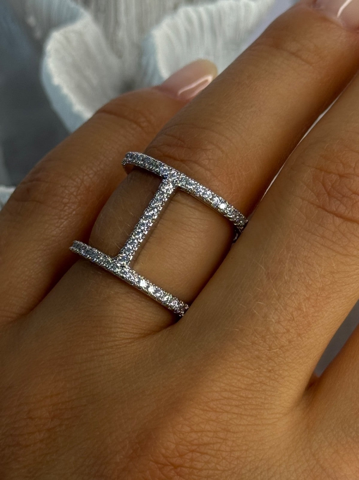 Elegant Design 925 Sterling Silver CZ Ring Size 7 & 8