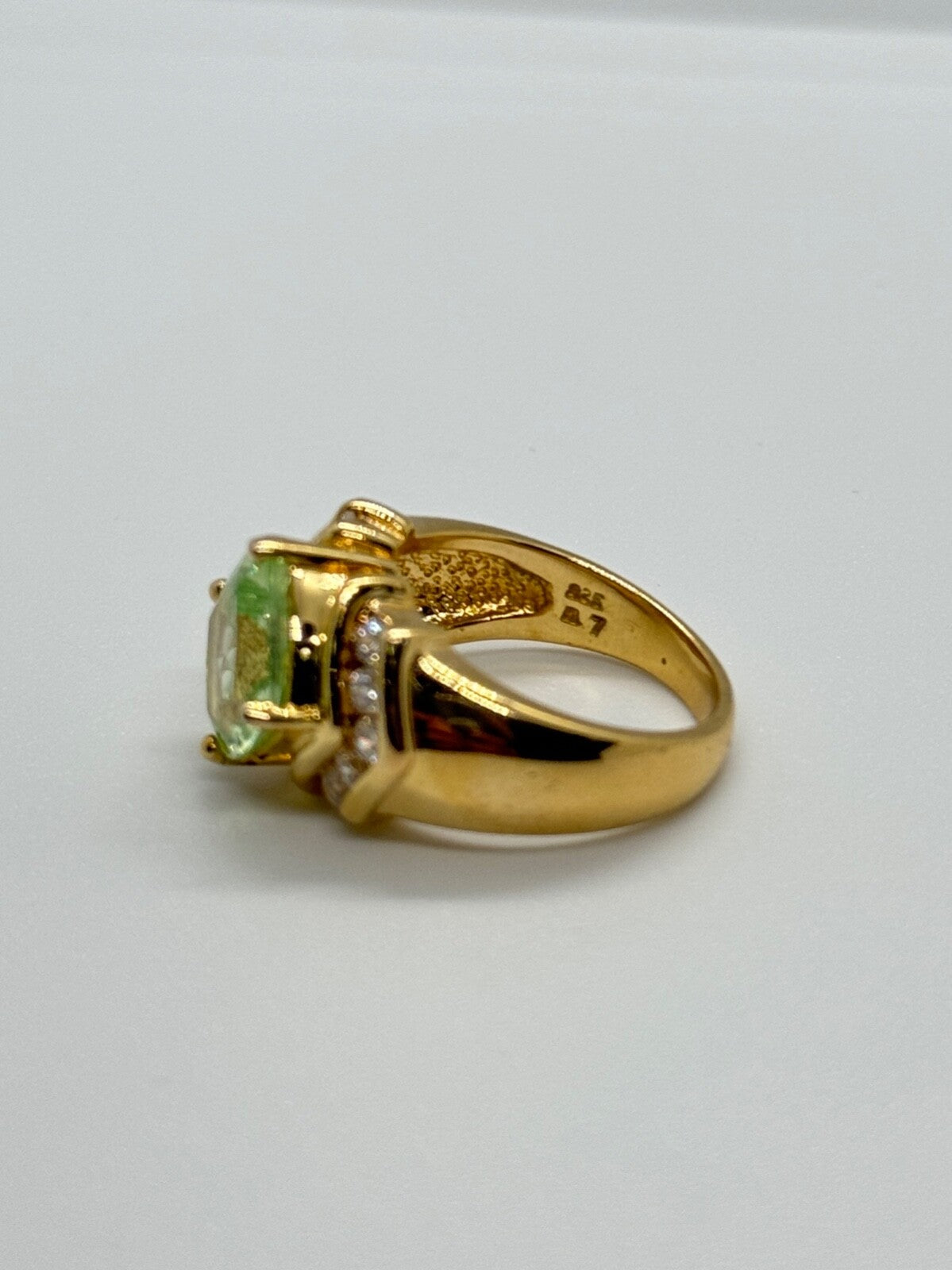 925 Sterling Silver Gold Plated CZ Ring Size 6