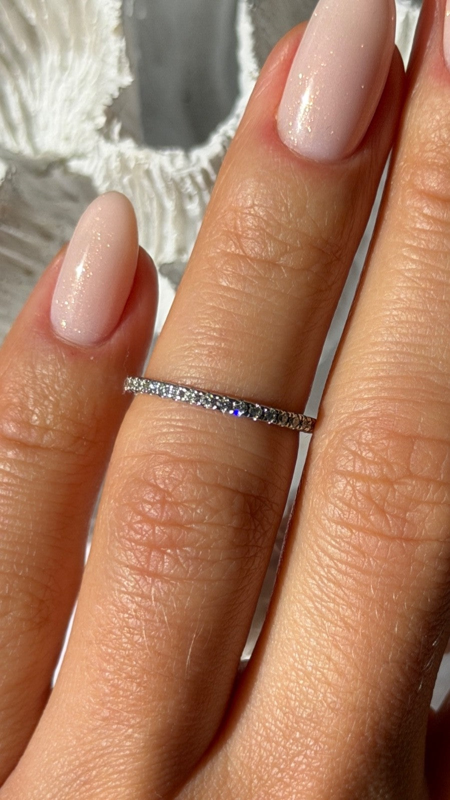14K White Gold Diamond 0.37 ct Band Ring Size 5