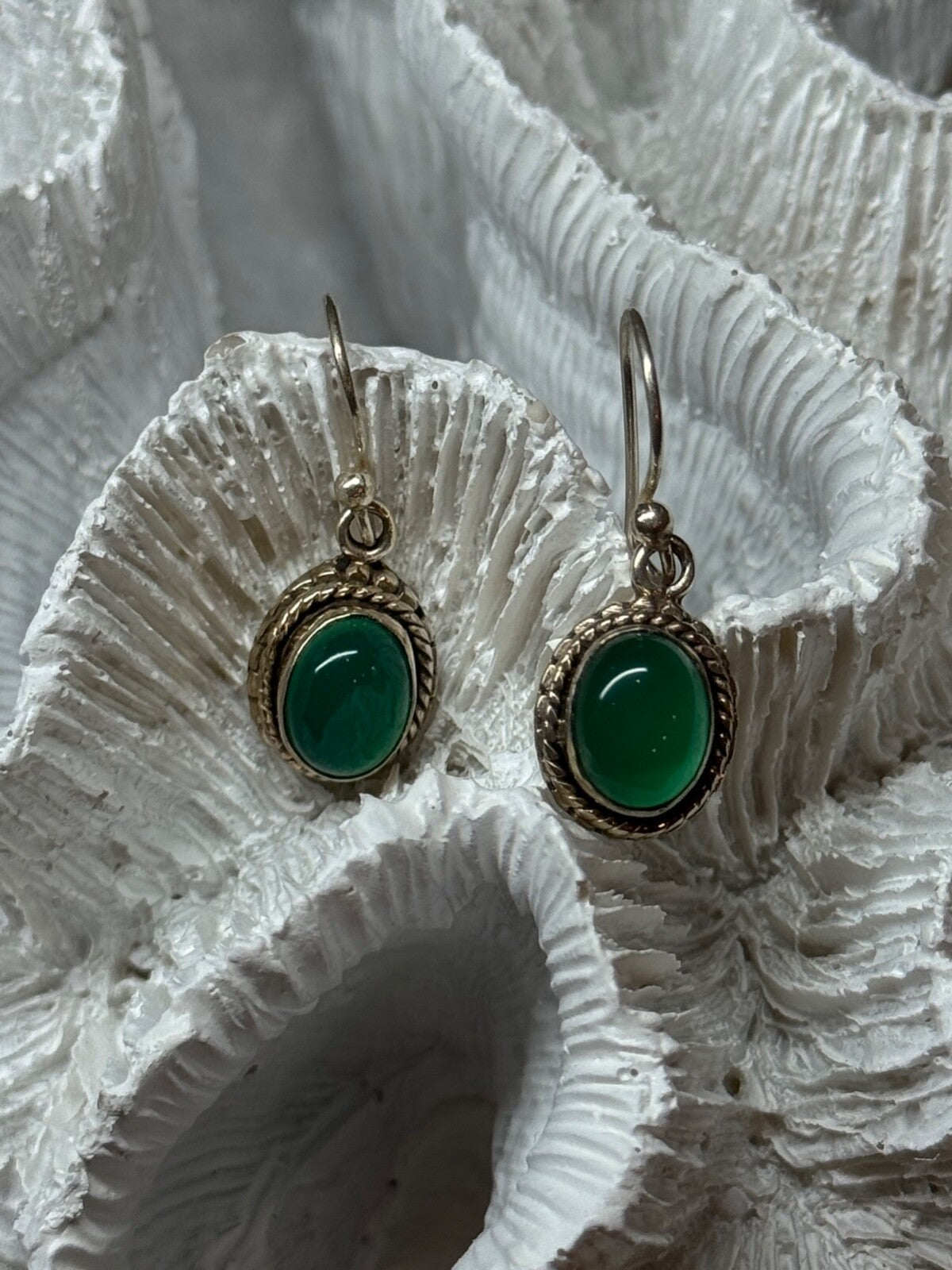 925 Sterling Silver Jadeite Earrings Length 1.1 Inch