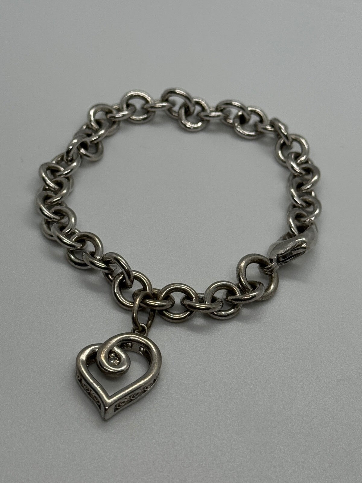 925 Sterling Silver Diamond Heart KSJ Bracelet