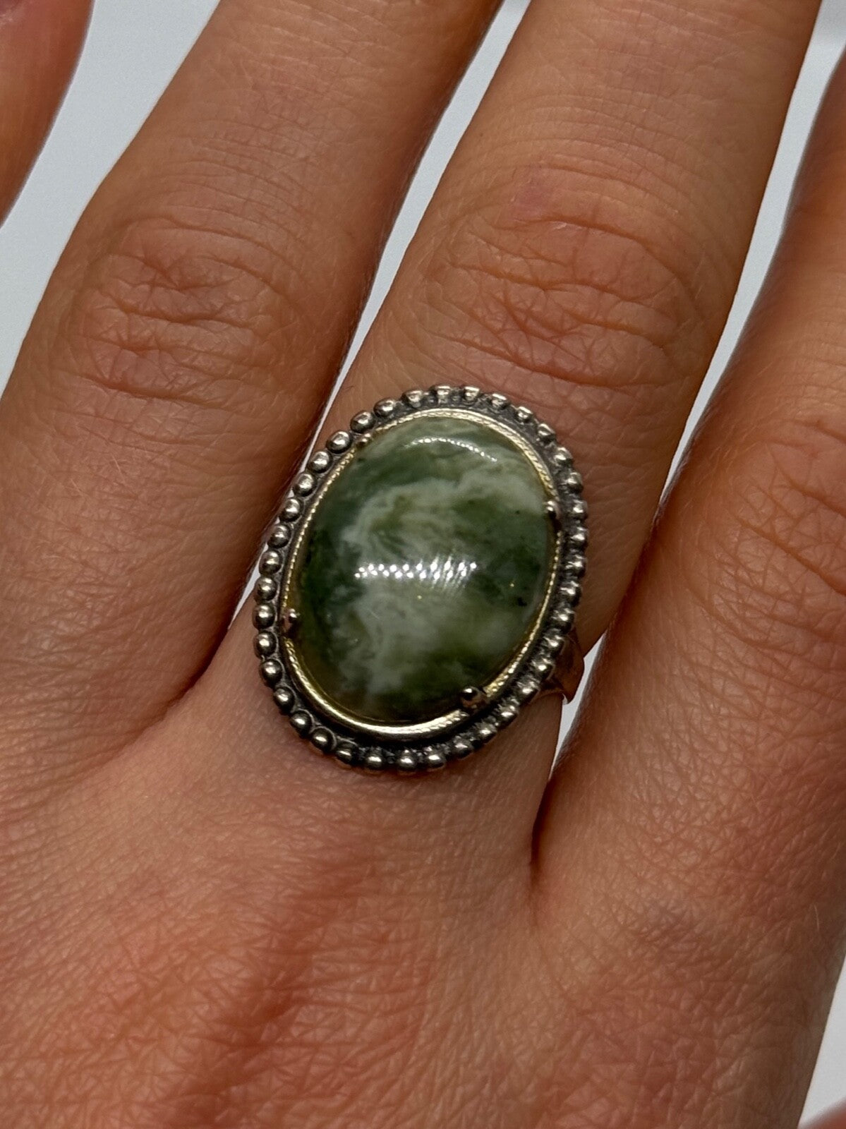 925 Sterling Silver Agate Ring Size 7
