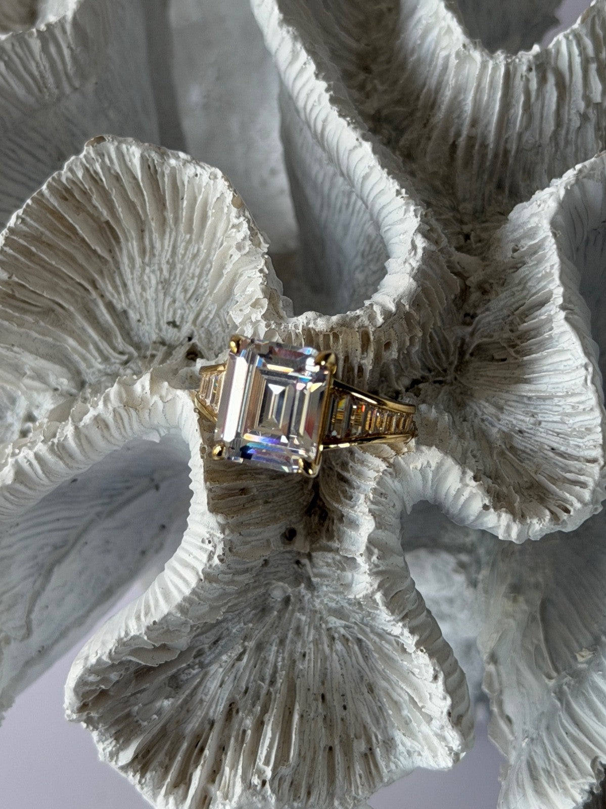 925 Sterling Silver Gold Plated Cz Ring Size 8