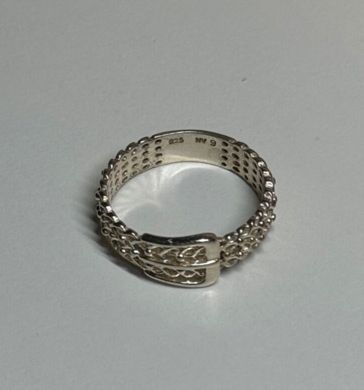 925 Sterling Silver Belt Ring Size 8