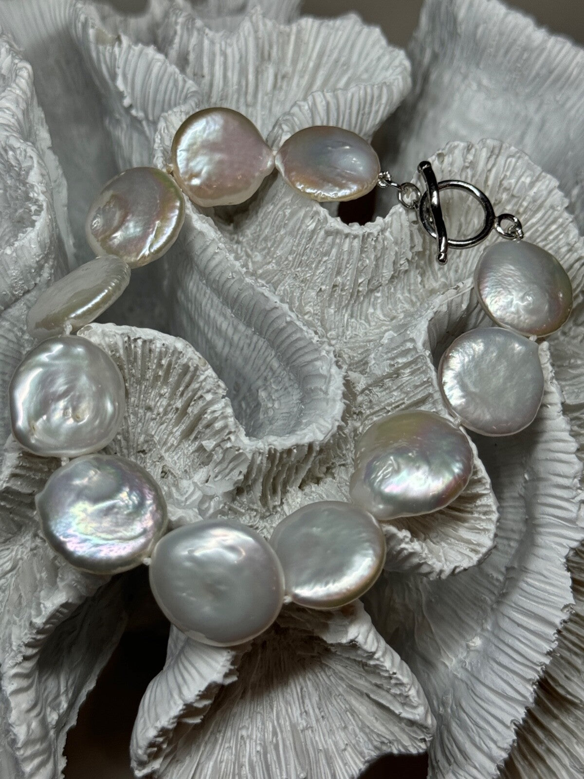 925 Sterling Silver Water Fresh Pearl Bracelet Length 8 Inch