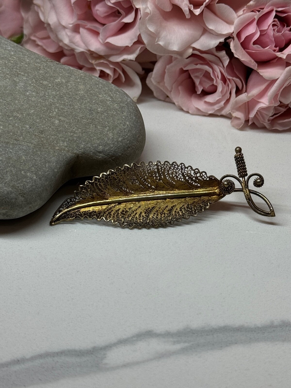 925 Sterling Silver Gold Plated Brooch
