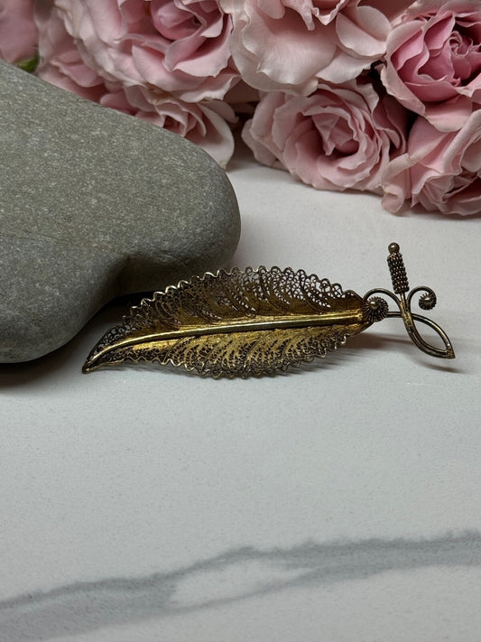 925 Sterling Silver Gold Plated Brooch