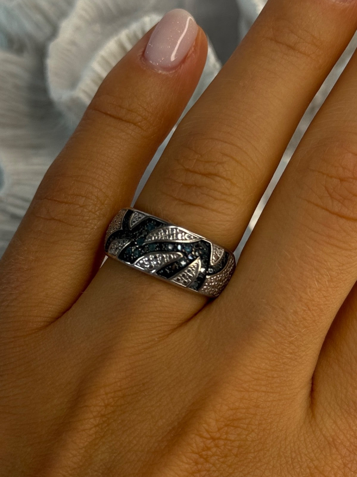 925 Sterling Silver Sapphire Ring Size 7