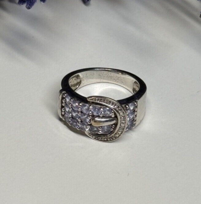 925 Sterling Silver Tanzanite & Beryl Ring Size 6
