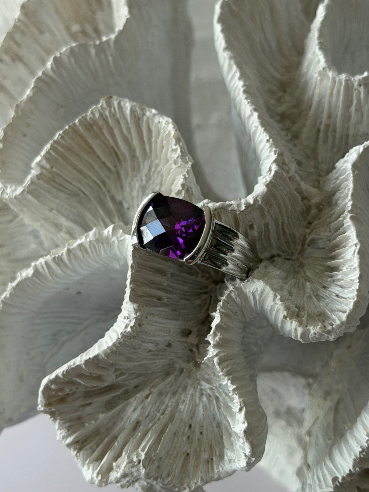 FAS 925 Sterling Silver Amethyst Ring Size 8