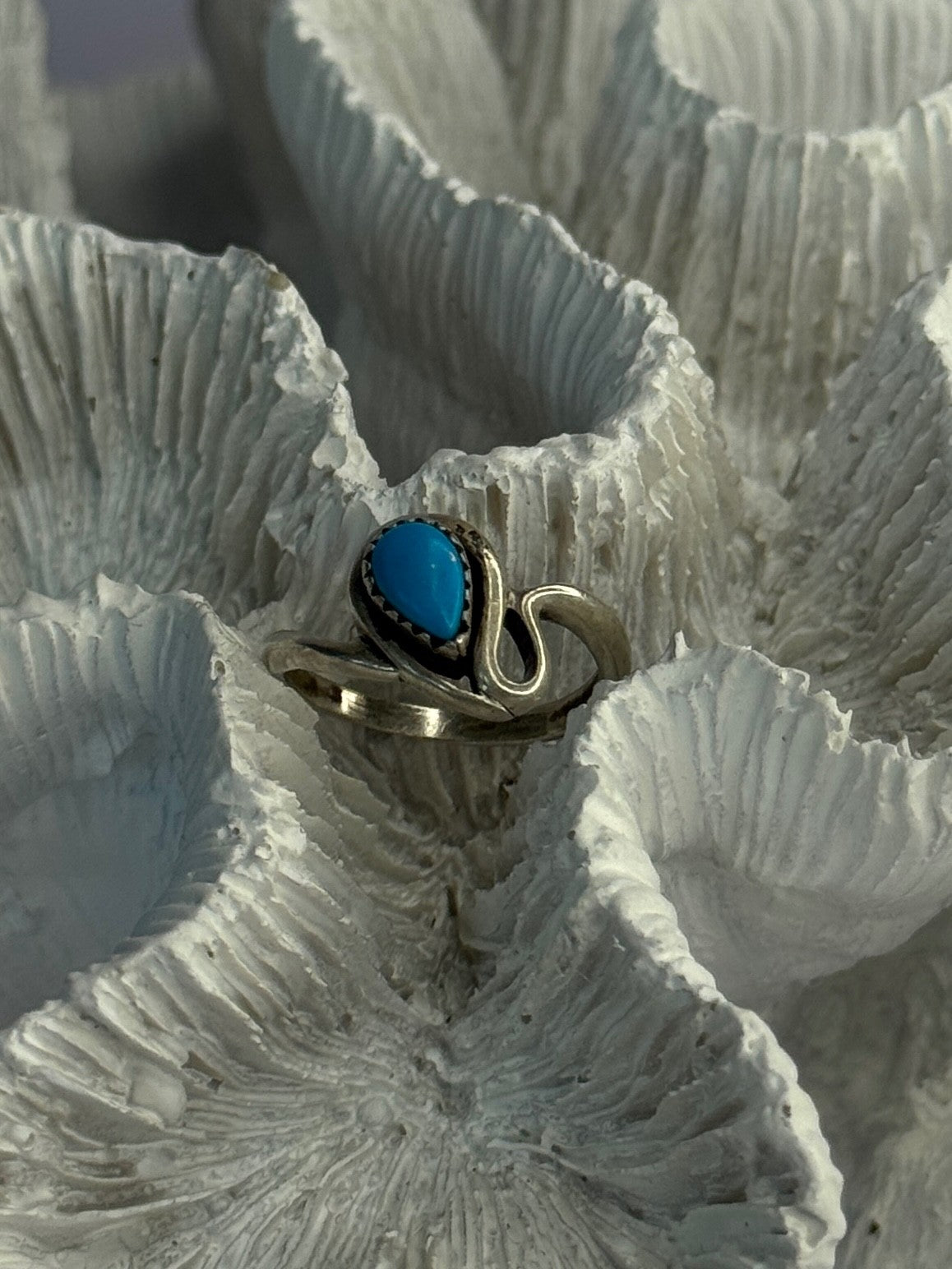 925 Sterling Silver Turquoise Ring Size 4