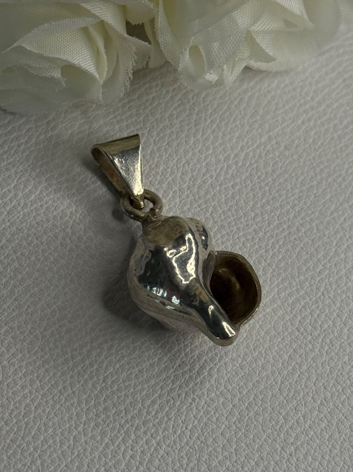 925 Sterling Silver Shell Pendant Length 1.80 Inch