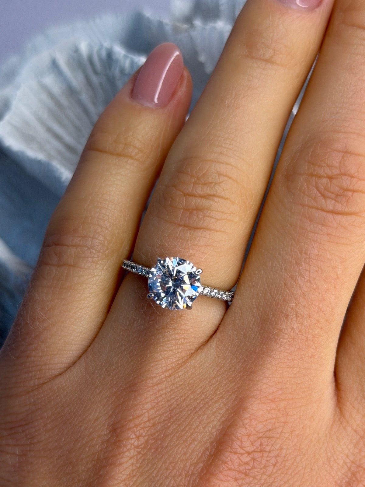 AZL 925 Sterling Silver Lab-Created Diamond Ring Size 6