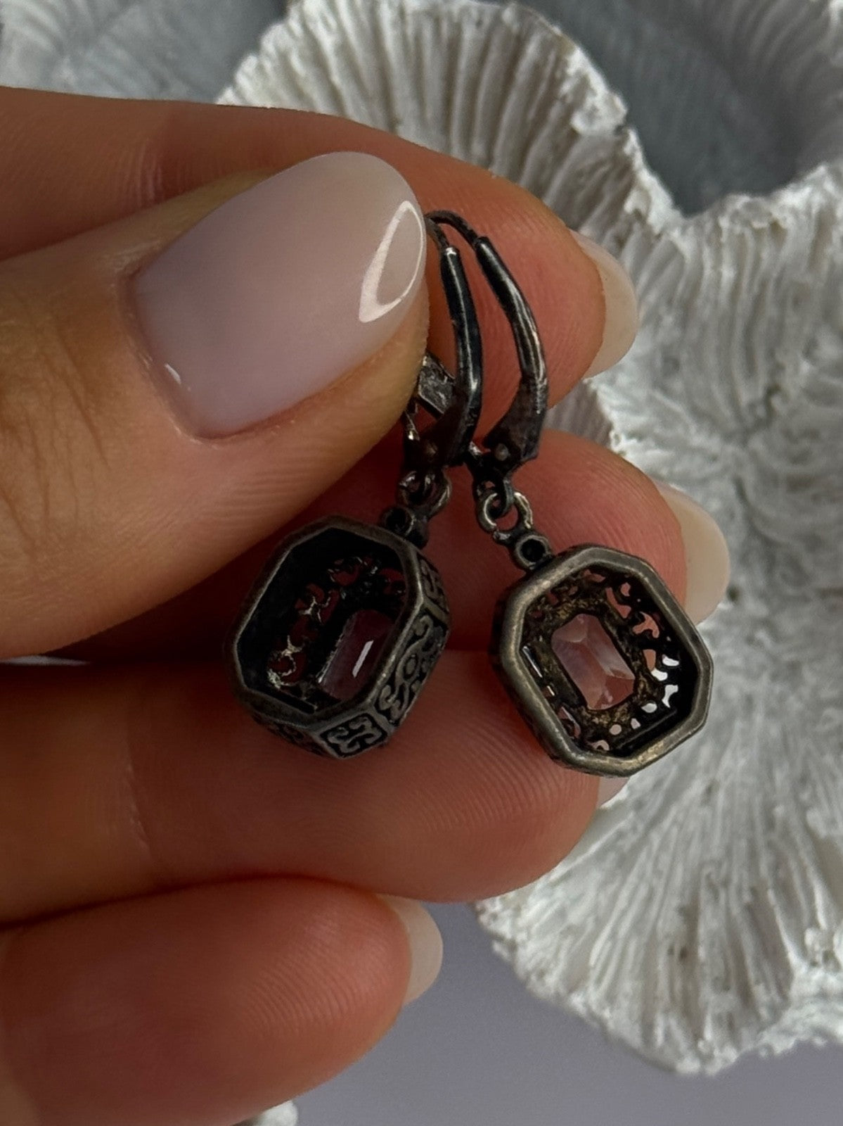 Vintage 925 Sterling Silver Blue Topaz Earrings Length 1.30 Inch