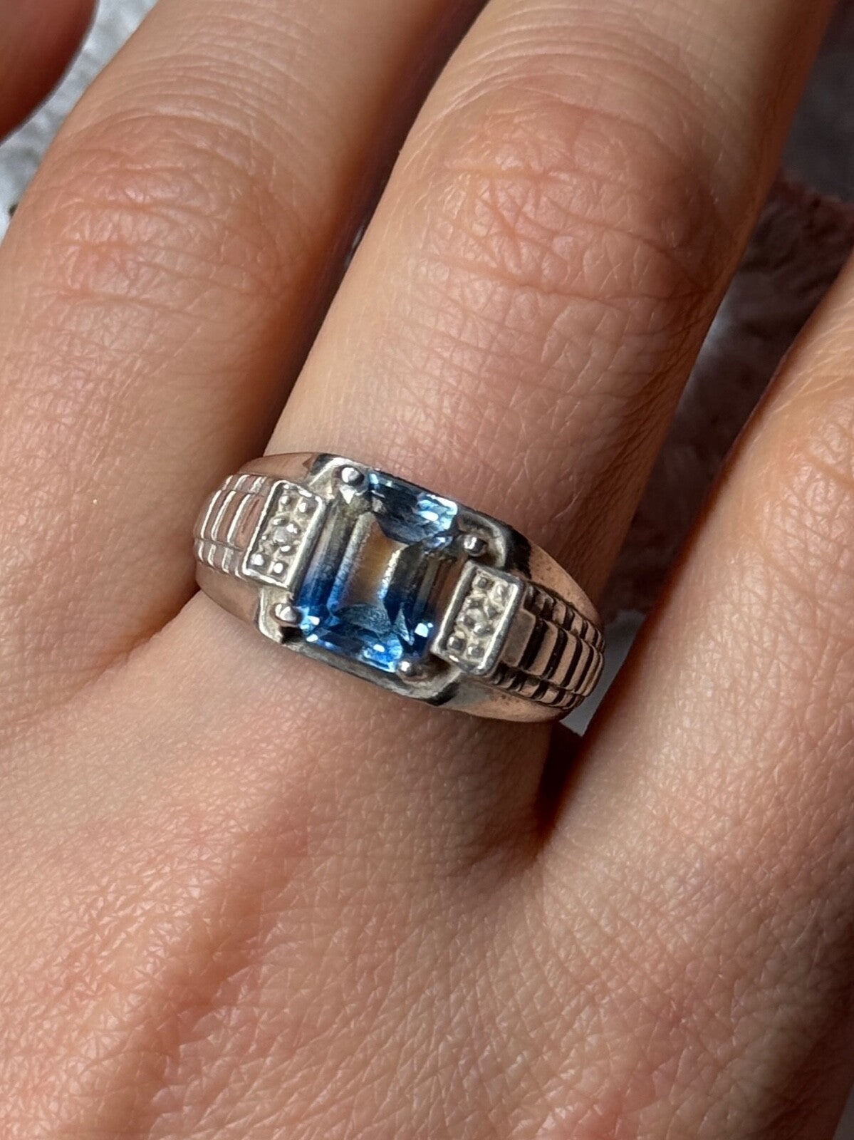 925 Sterling Silver Spinel Men'S Ring Size 8.5