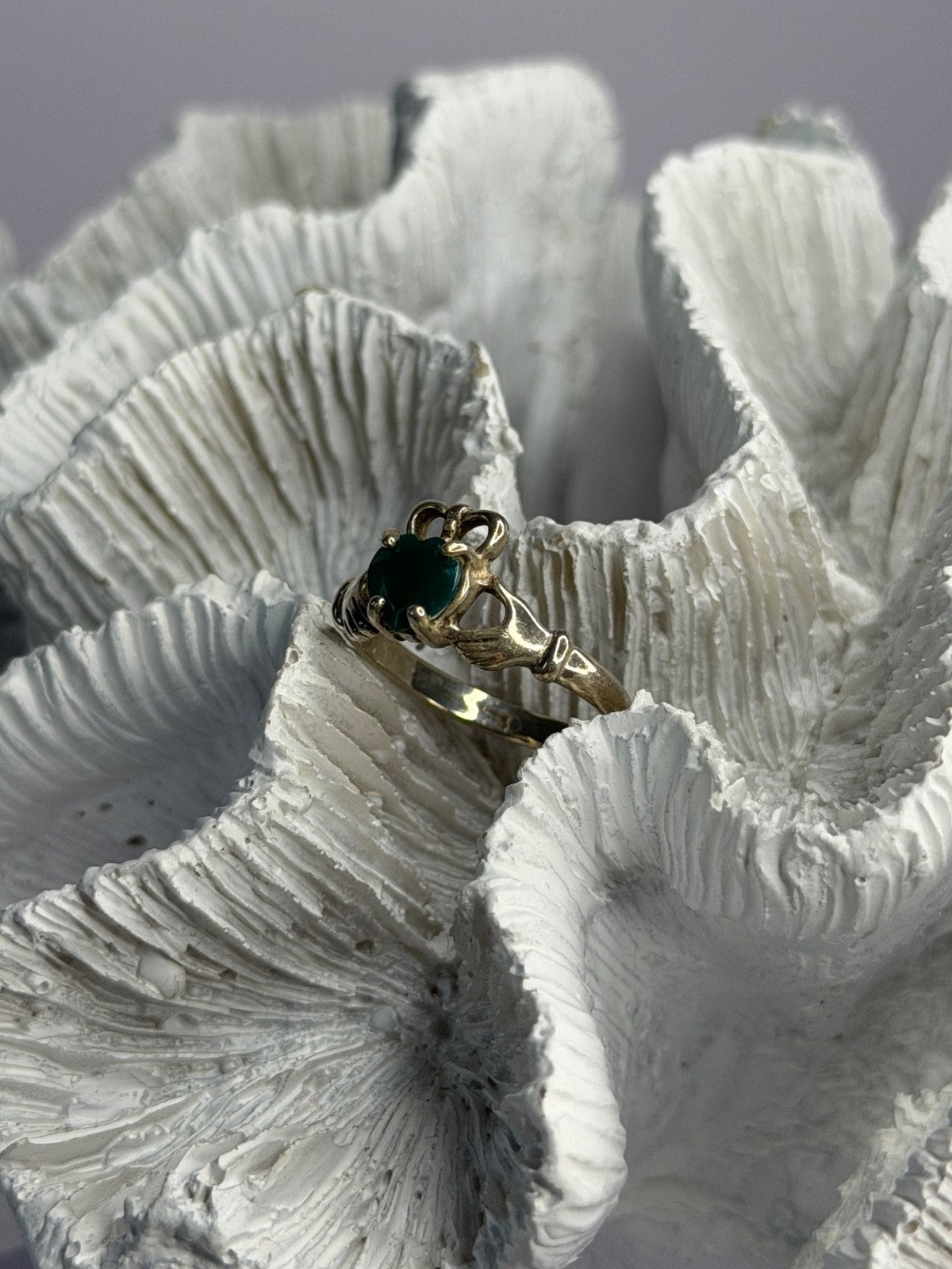 925 Sterling Silver Emerald Heart Ring Size 7