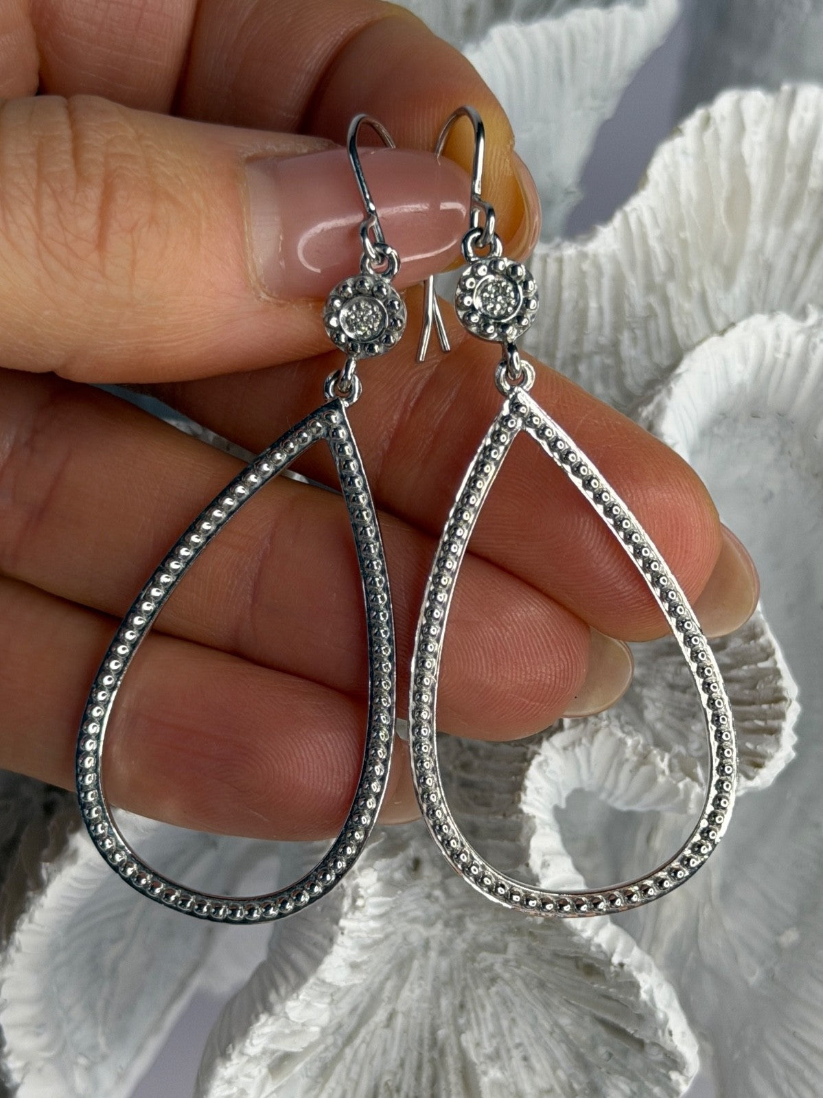 925 Sterling Silver Teardrop CZ Earrings