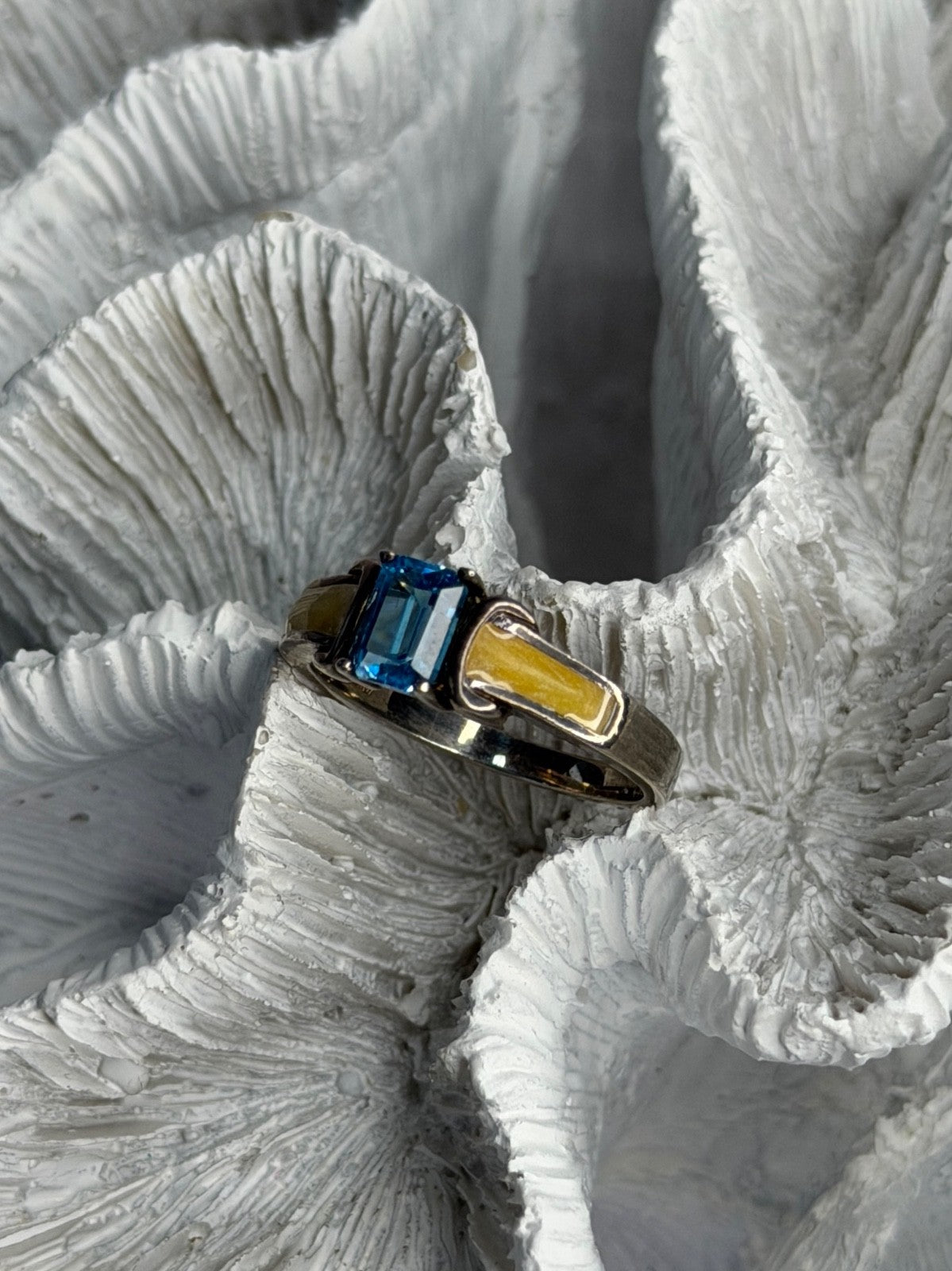 Avon 925 Sterling Silver Topaz & Enamel Ring Size 10