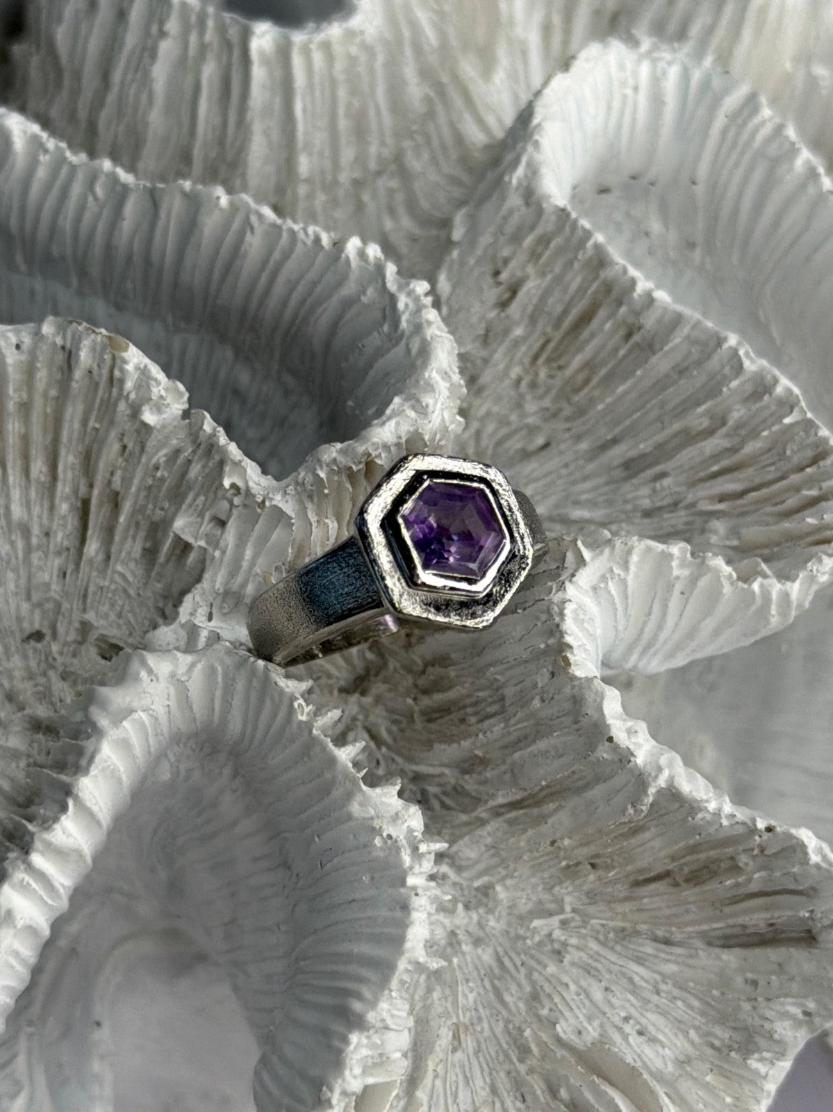 925 Sterling Silver Amethyst Ring Size 5.5