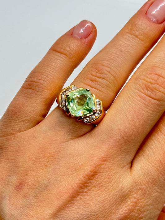 925 Sterling Silver Gold Plated CZ Ring Size 6