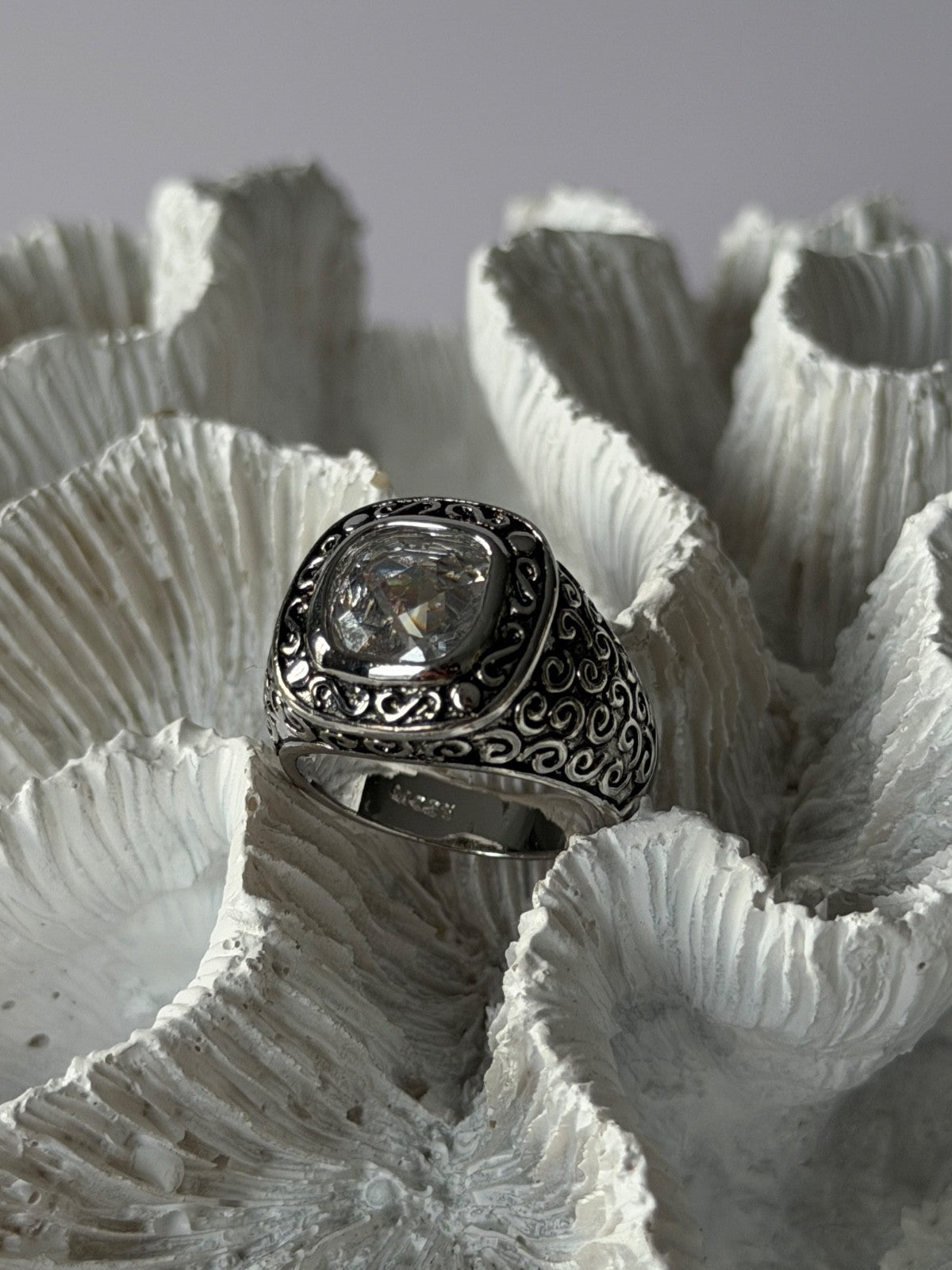 925 Sterling Silver White Spinel Ring Size 7