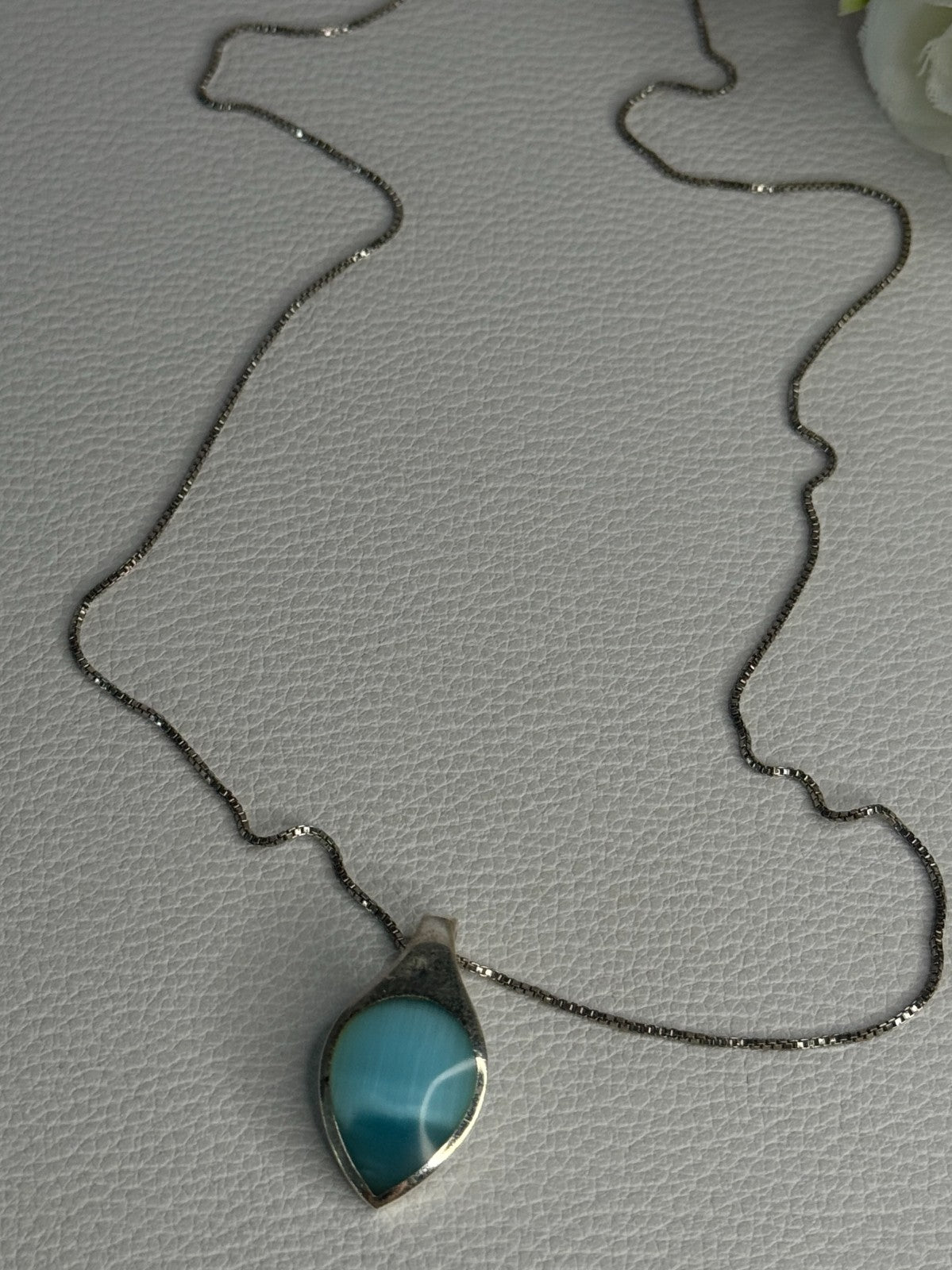 925 Sterling Silver Larimar Necklace Length 18 Inch