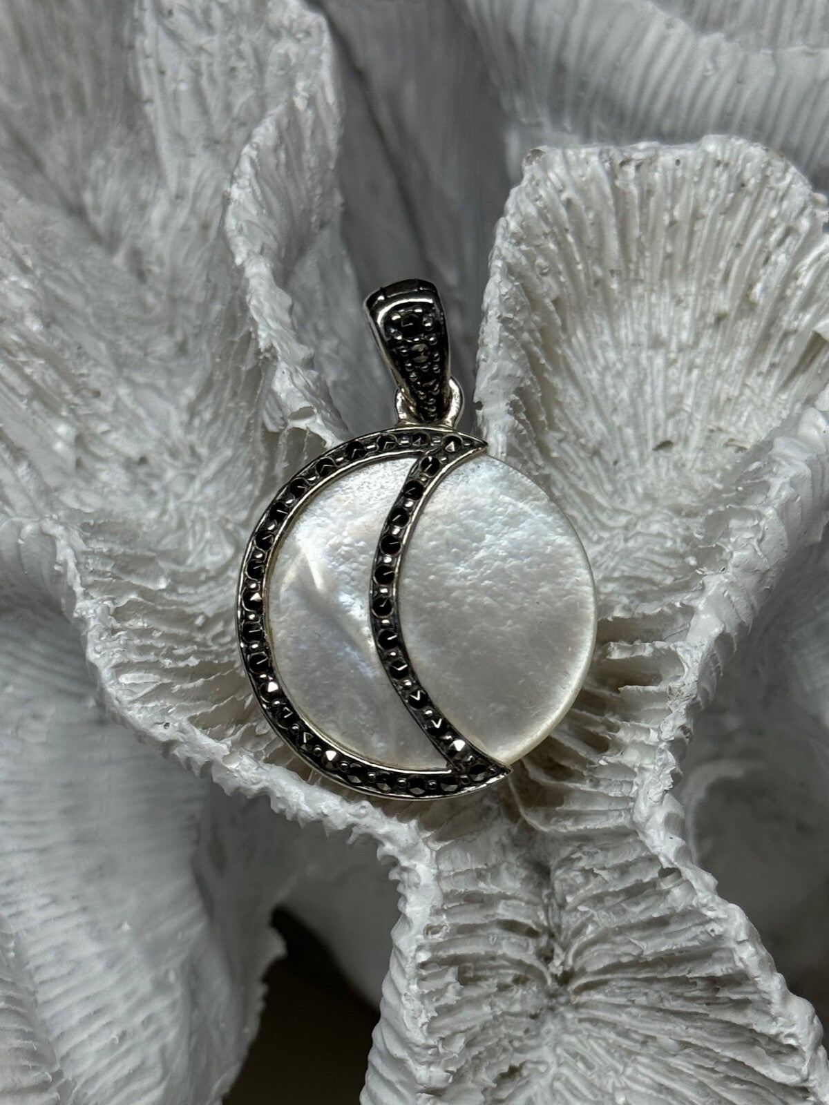 925 Sterling Silver Abalone Pendant Length 1.4 In
