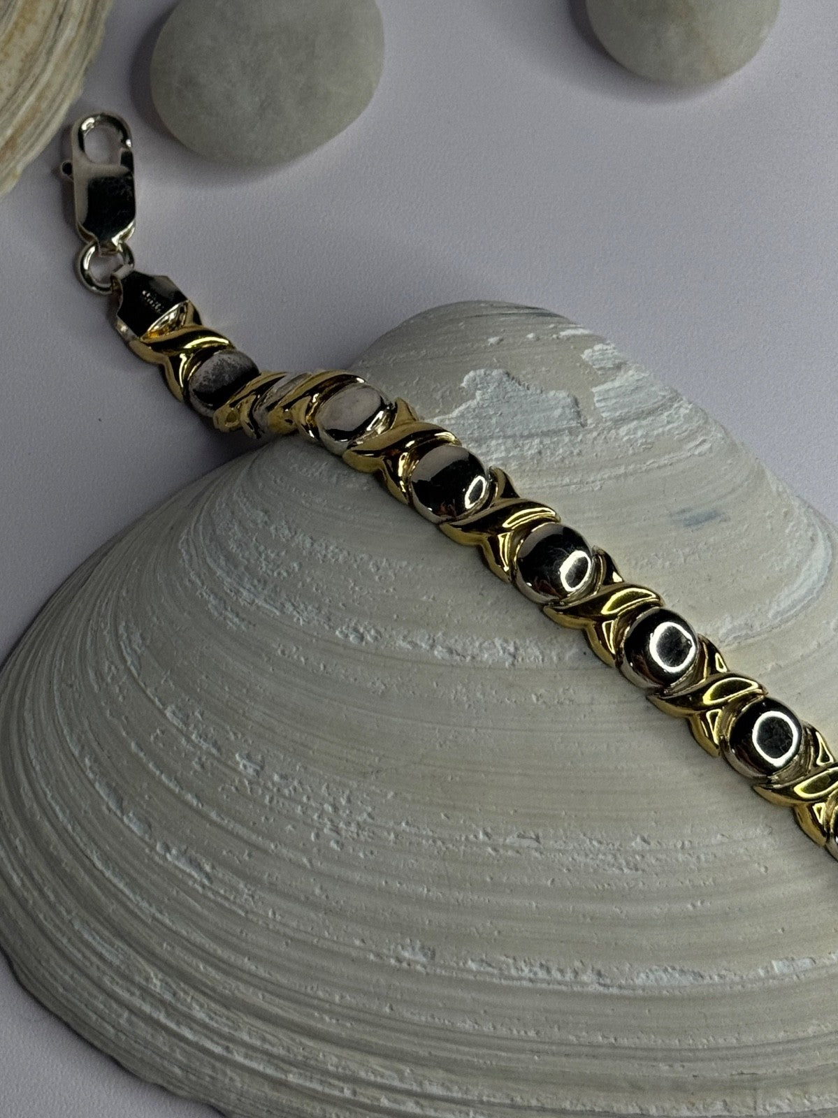 Italy 925 Sterling Silver & Gold Plated Bracelet Length 7