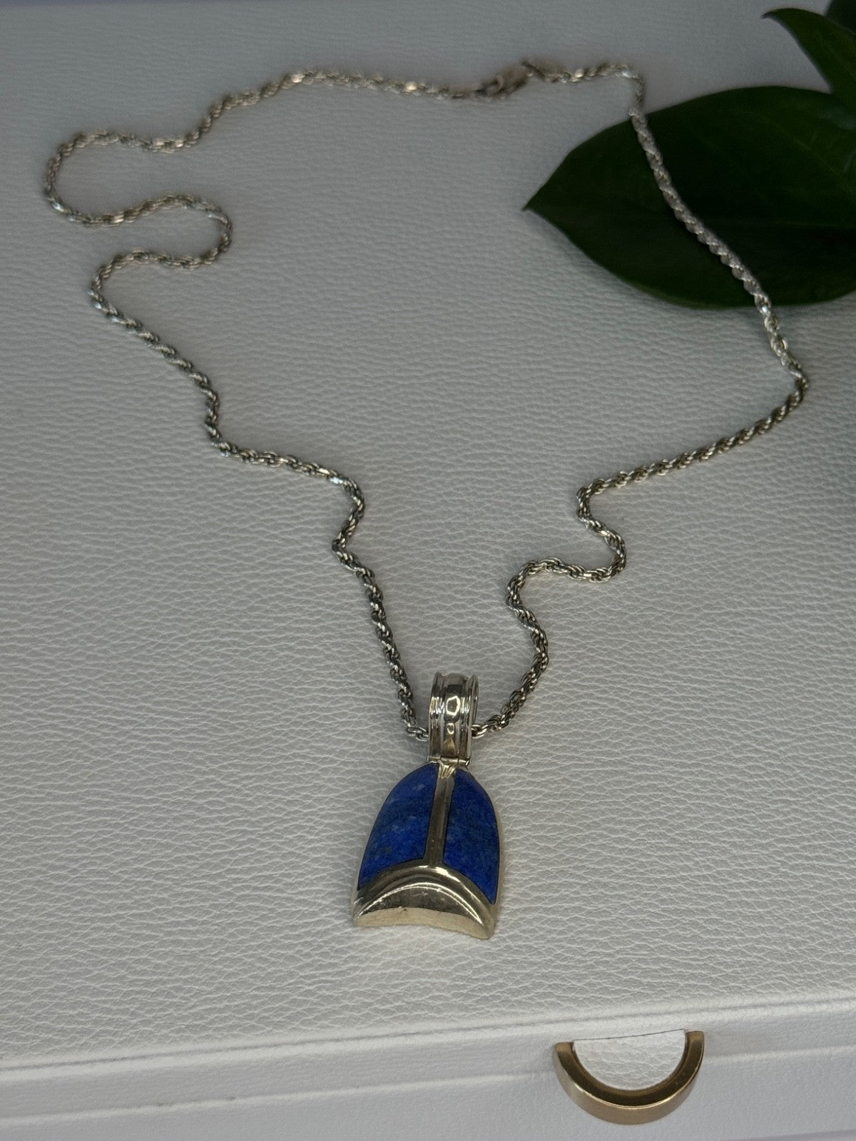 Vintage 925 Sterling Silver Sodalite Necklace Length 20 Inch