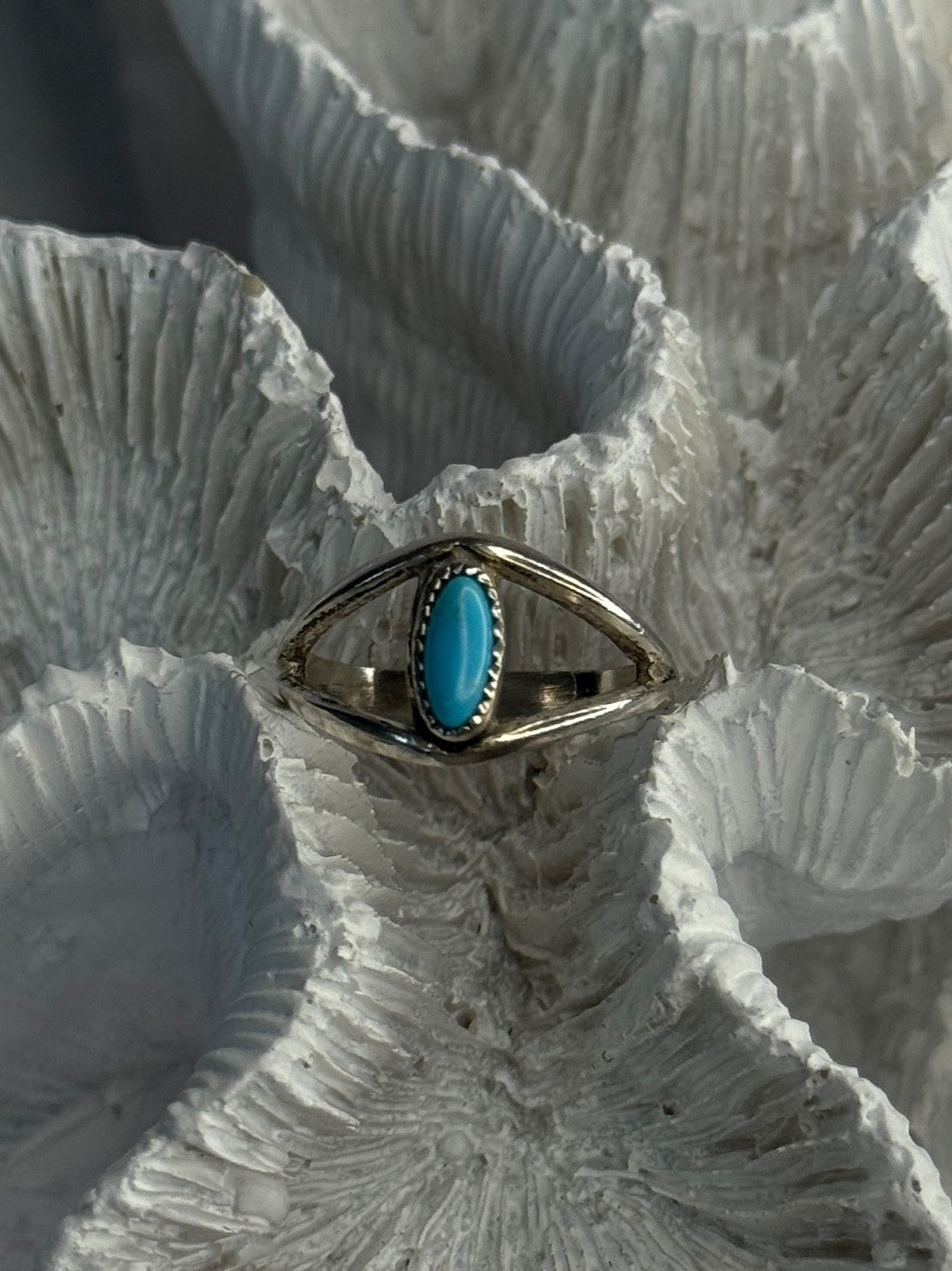 925 Sterling Silver Turquoise Ring Size 5.5