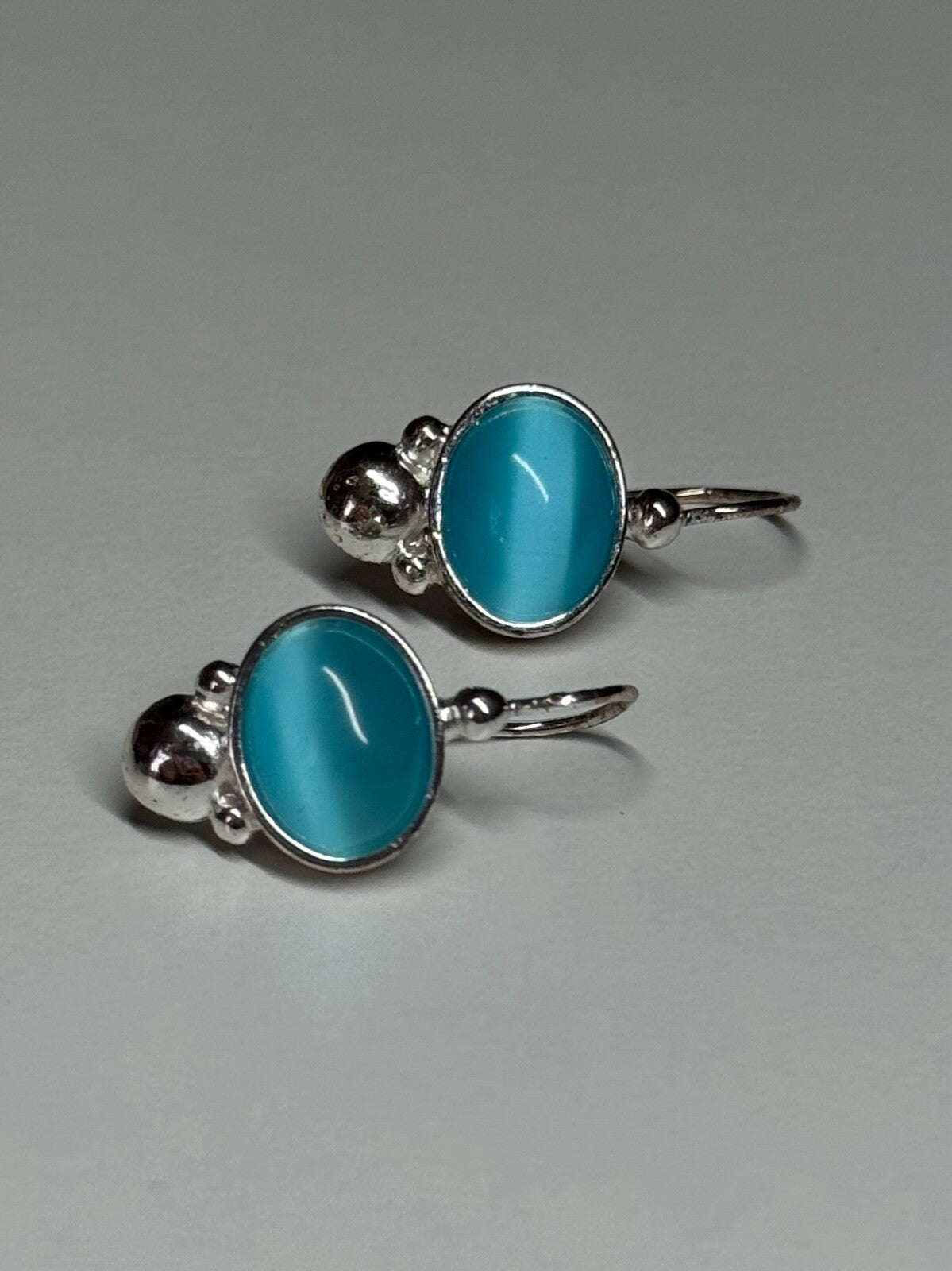 925 Sterling Silver Moon Stone Earrings Length 22 Mm