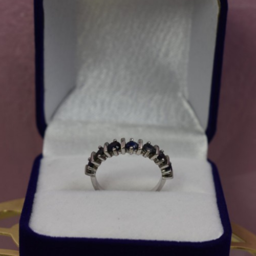 925 Sterling Silver Dark Blue Spinel Ring Size 6.5