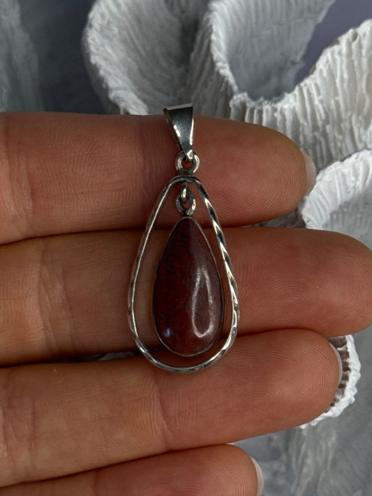 Vintage 925 Sterling Silver Carnelian Pendant Length 1.60 Inch