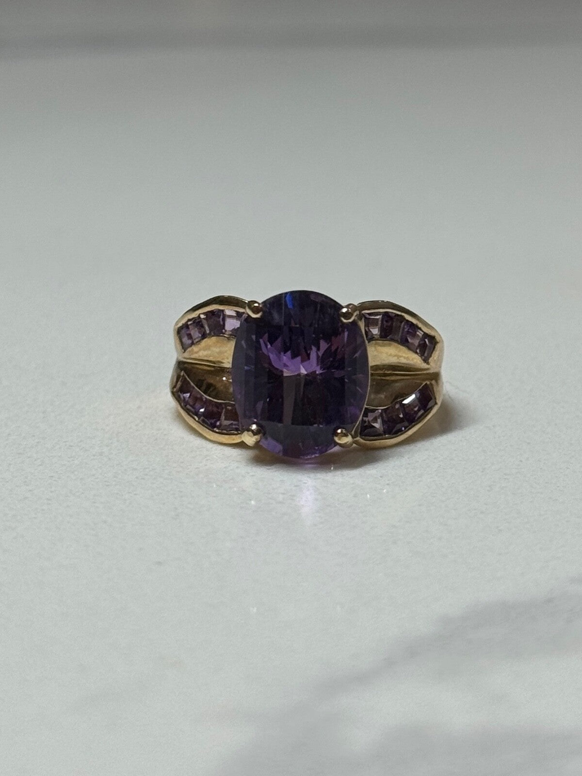 10K Yellow Gold Amethyst Ring Size 7