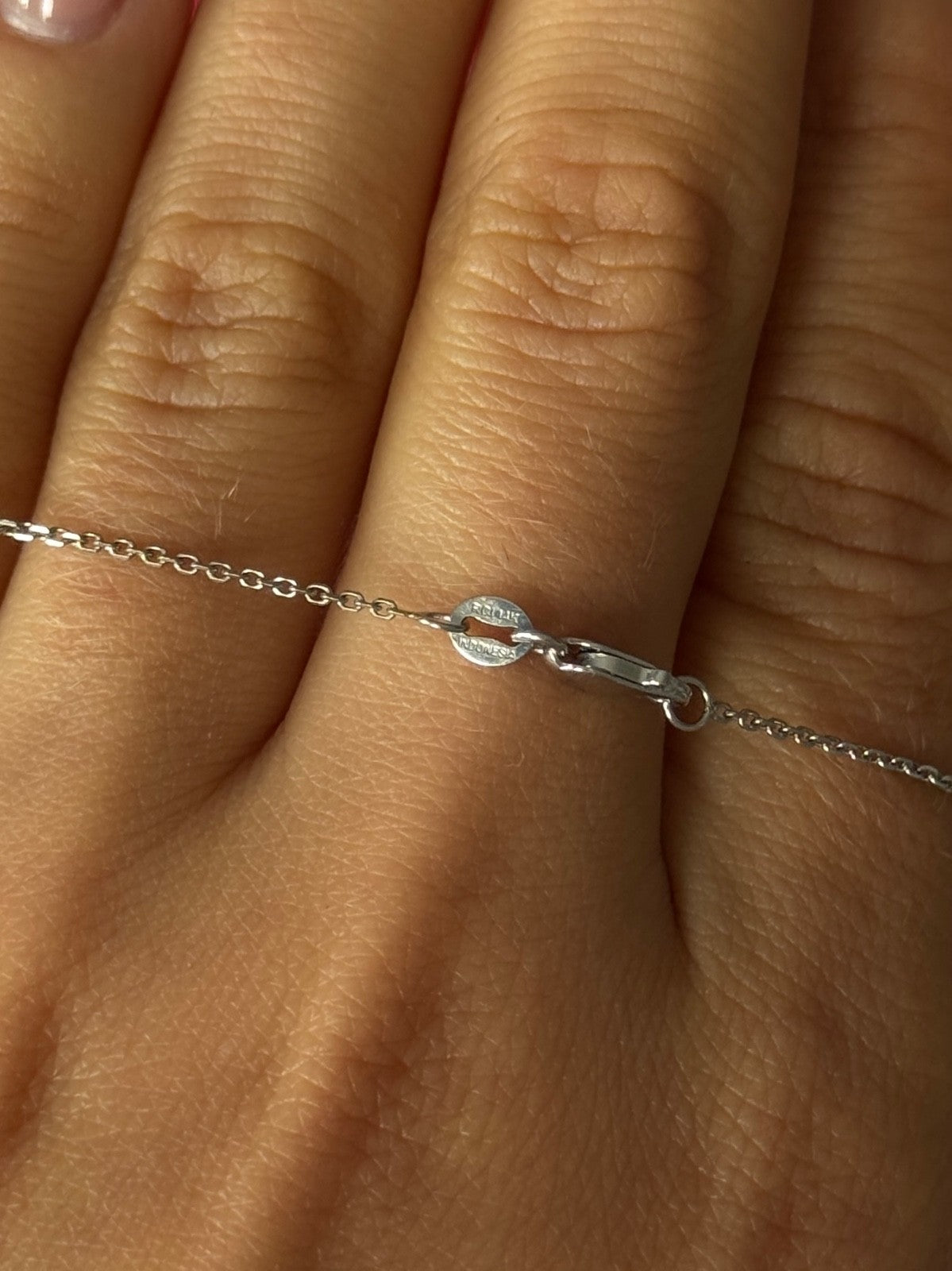 14K Yellow & White Gold White Sapphire Necklace Length 18 inch