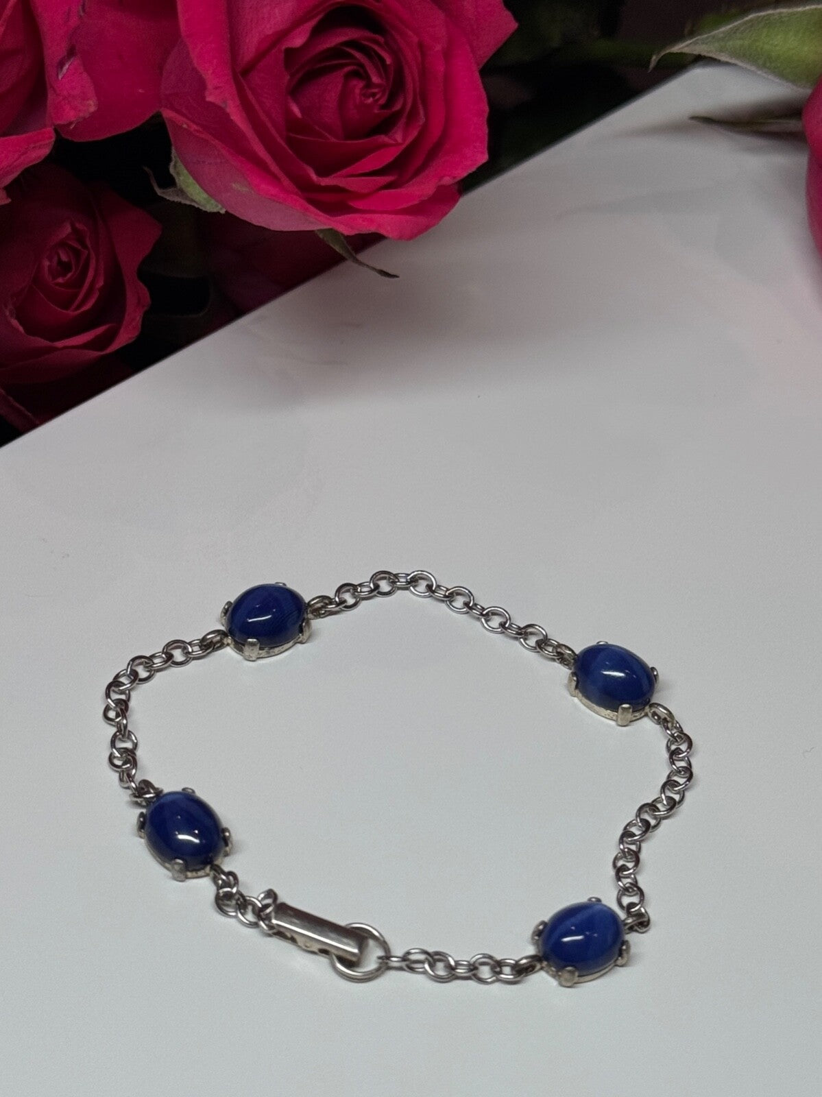 925 Sterling Silver Star Sapphire Bracelet Length 7.5