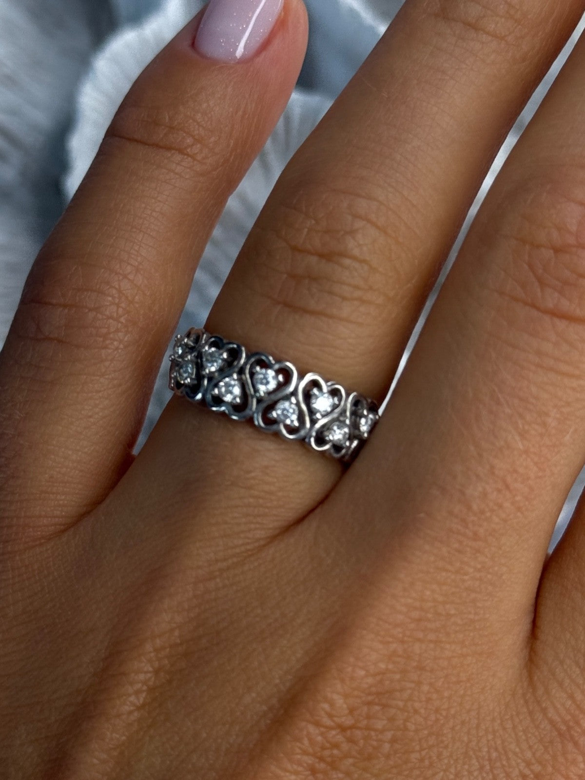 Bbj 925 Sterling Silver White Topaz Heart Ring Size 7