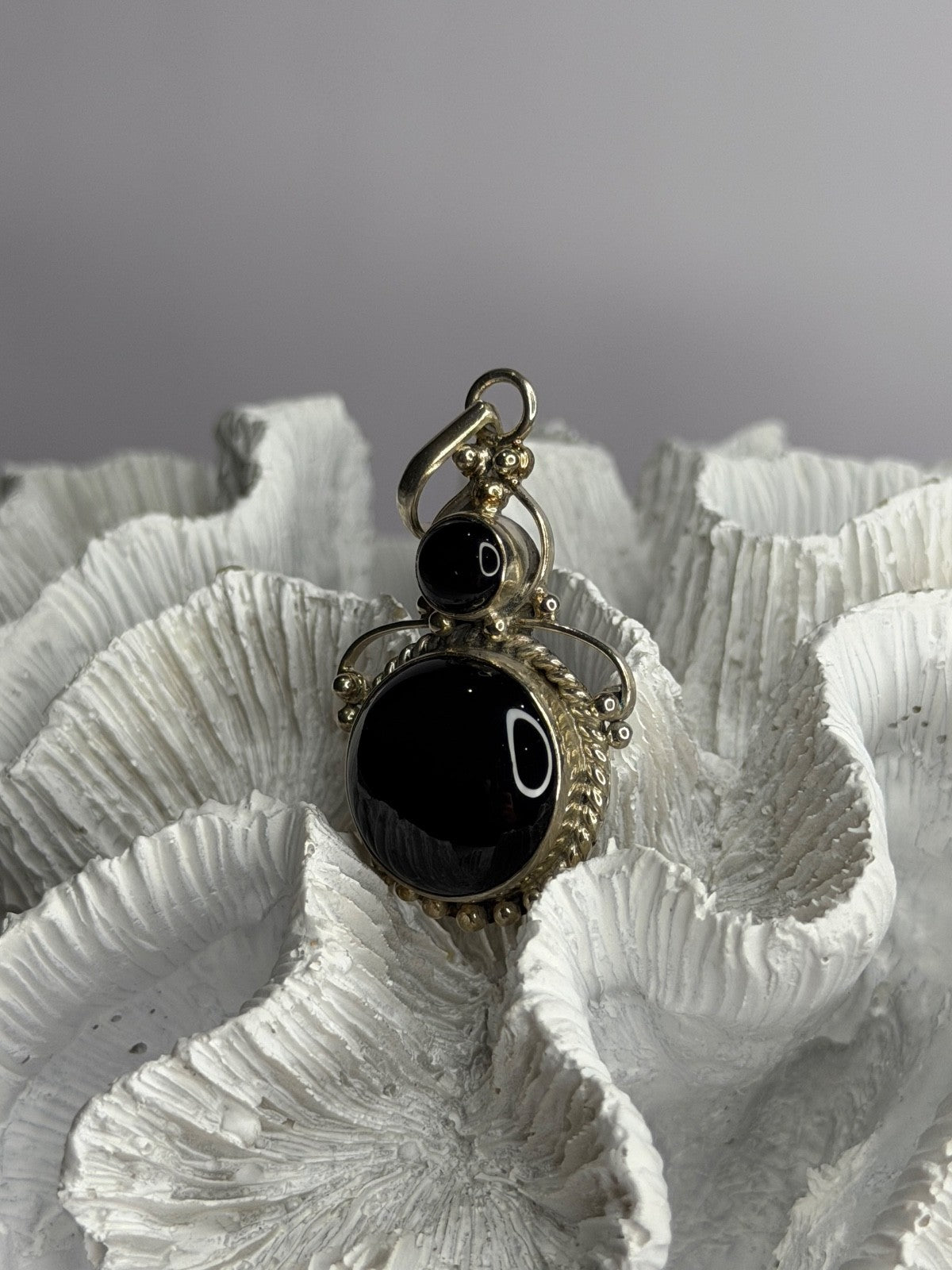 Vintage 925 Sterling Silver Agate Pendant Length 2 in