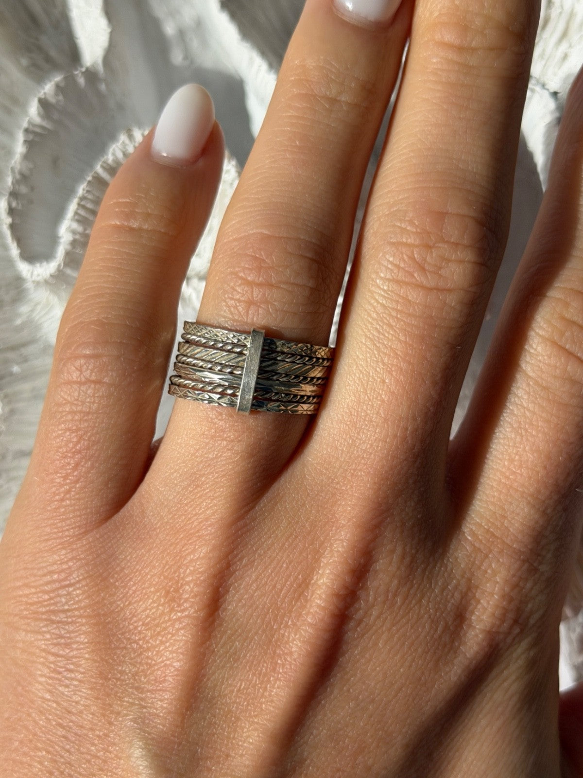 925 Sterling Silver Seven Rings Size 8.5