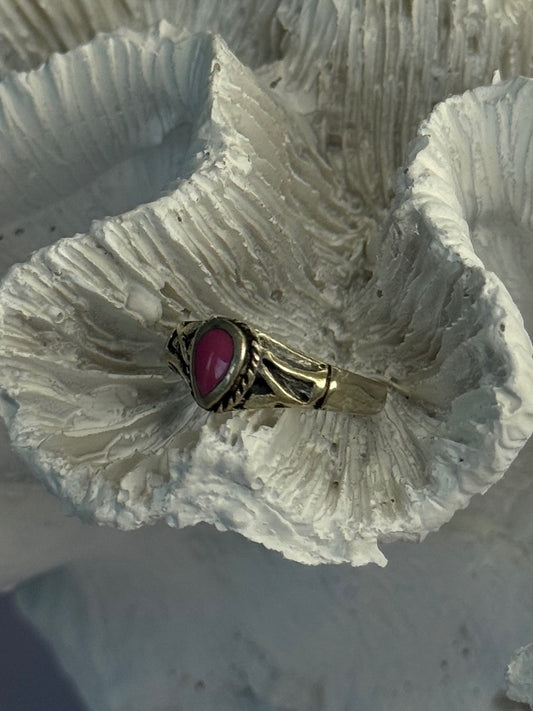 925 Sterling Silver Pink Turquoise Ring Size 3