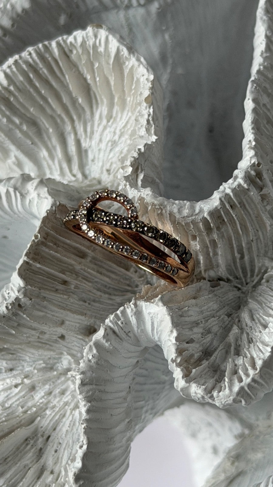 Le Vian 14K Rose Gold Chocolate & White Diamonds 0.50 cts Ring Size 6.5
