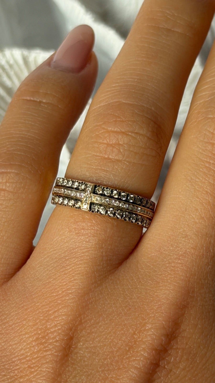 10K Yellow Gold White 0.17 ct & Chocolate 0.32 ct Diamond Ring Size 7