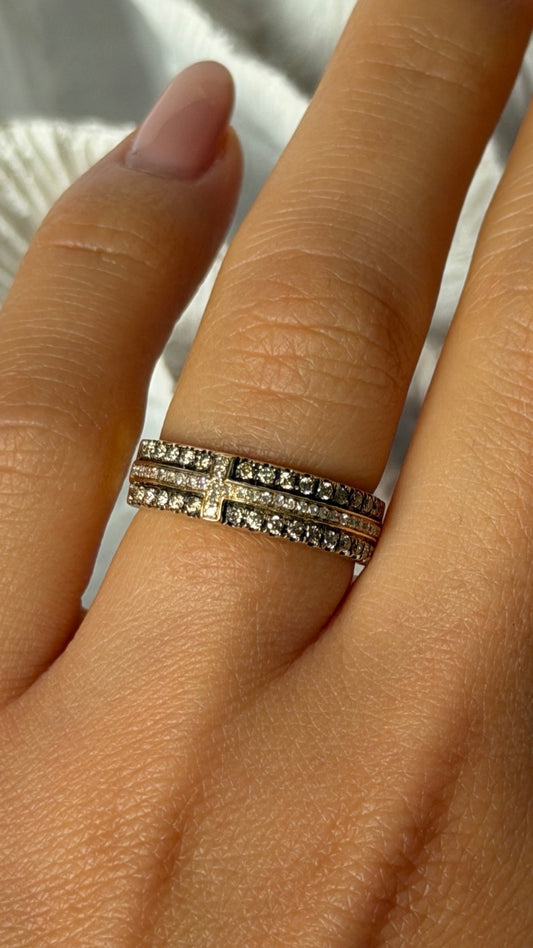 10K Yellow Gold White 0.17 ct & Chocolate 0.32 ct Diamond Ring Size 7