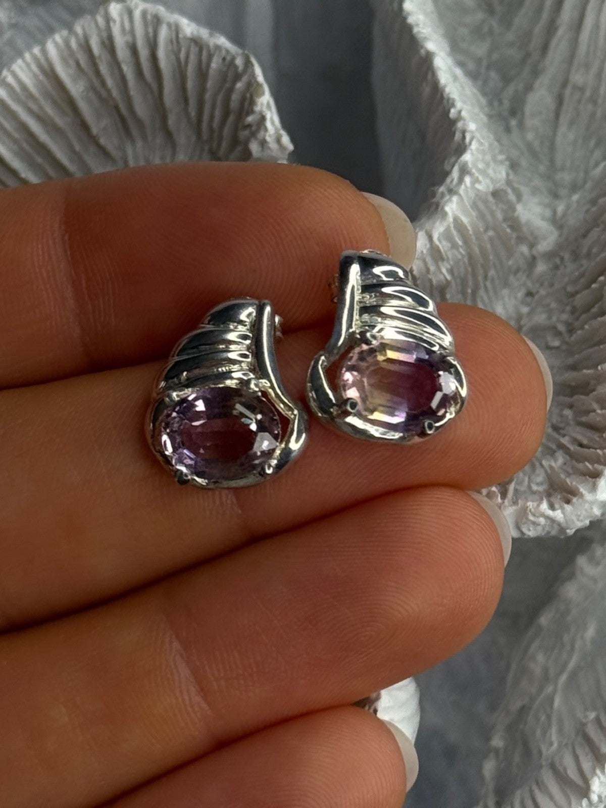 925 Sterling Silver Mystic Topaz Earrings Length 0.60 Inch