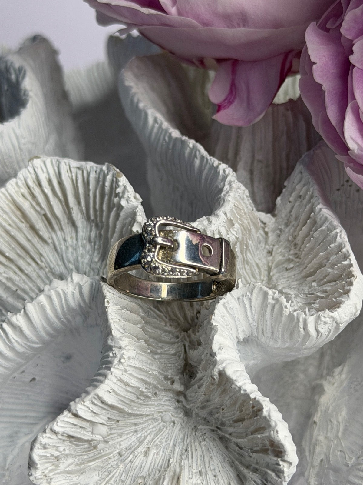 925 Sterling Silver Belt Cz Ring Size 8