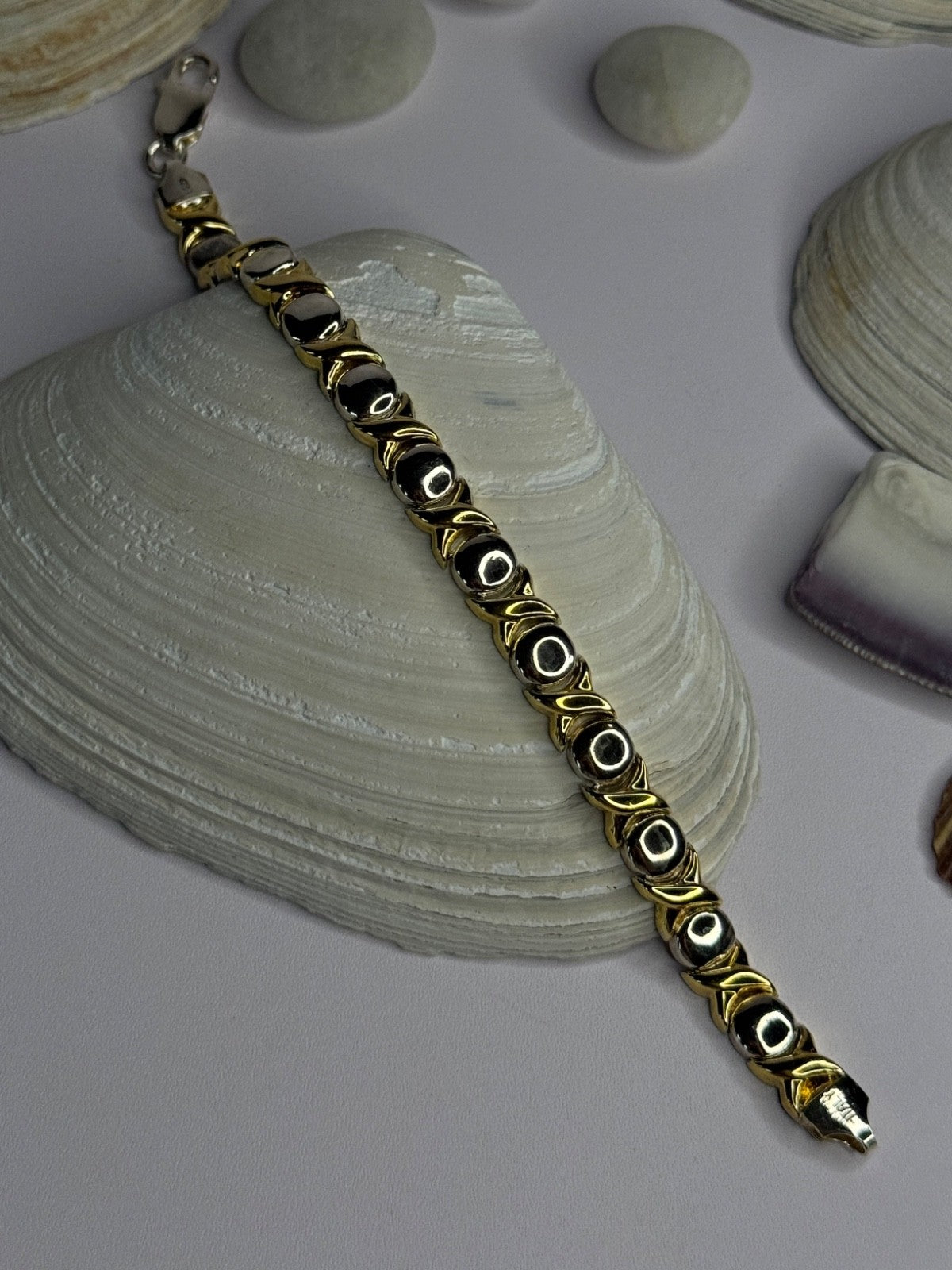 Italy 925 Sterling Silver & Gold Plated Bracelet Length 7