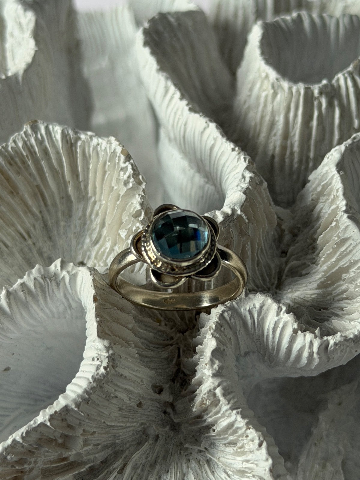 Vintage 925 Sterling Silver Aquamarine Ring Size 8