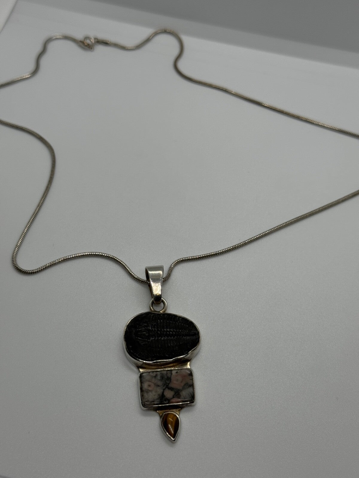 925 Sterling Silver Agate Necklace
