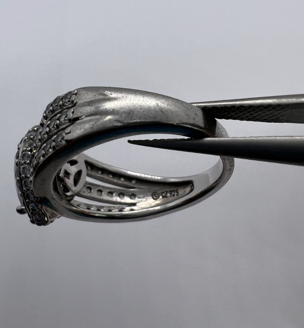 925 Sterling Silver CZ "Heart" Ring Size 6
